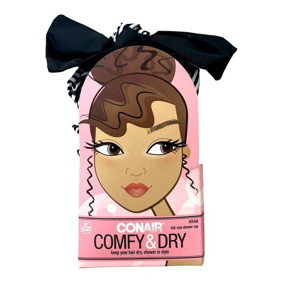 Conair Bath Showercap Conair Bow Comfy Dry Bath Shower Full Size Black White Striped Poshmark